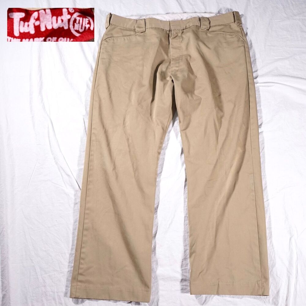 Vintage Tuf Nut Pants Tan Beige Pearl Snap Pocket Rare Mens 42x31 Actual